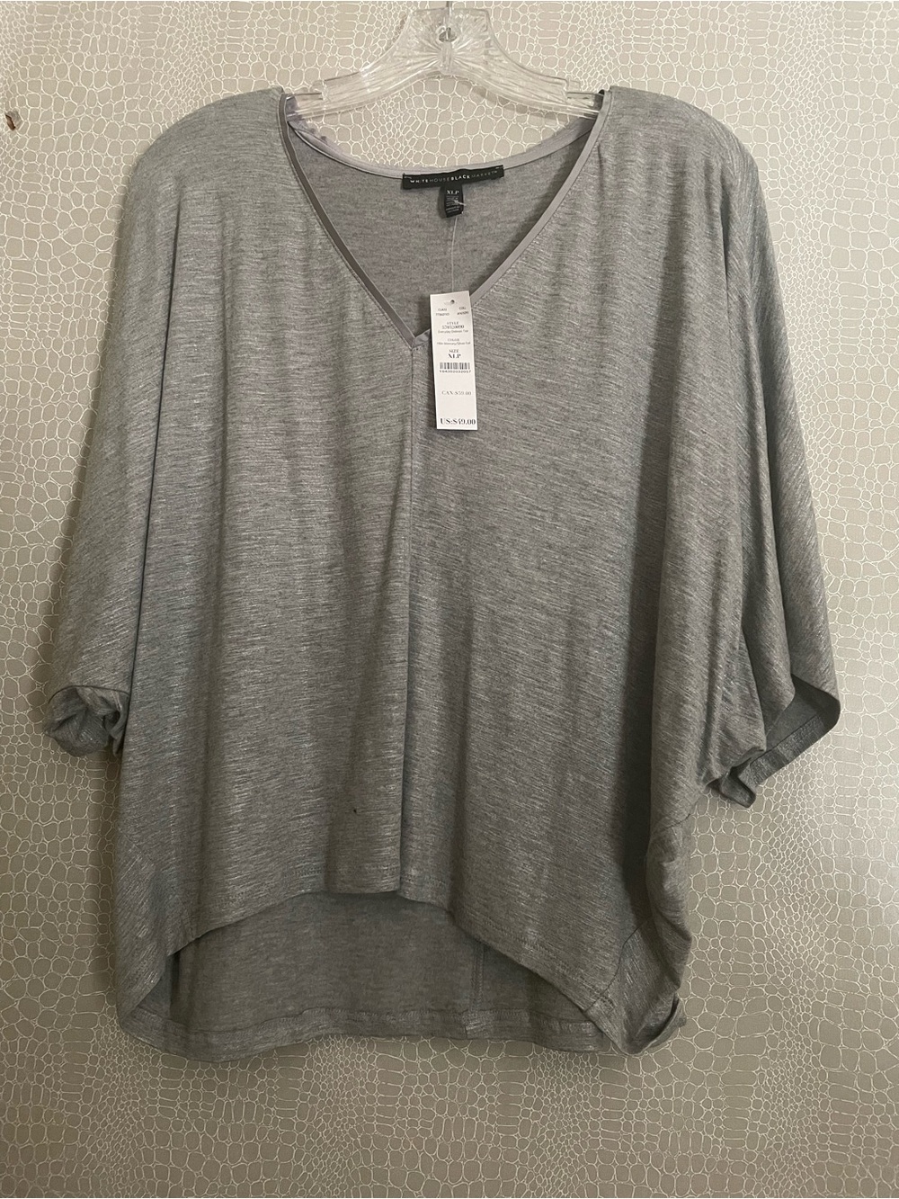 White House Black Market Gray V-Neck Relaxed Tunic